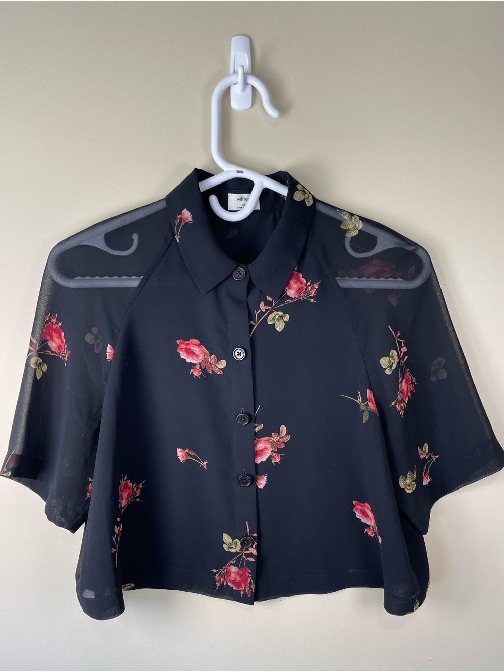 Aritzia Wilfred Sheer Cropped Floral Button-Up Blouse - Size XS
